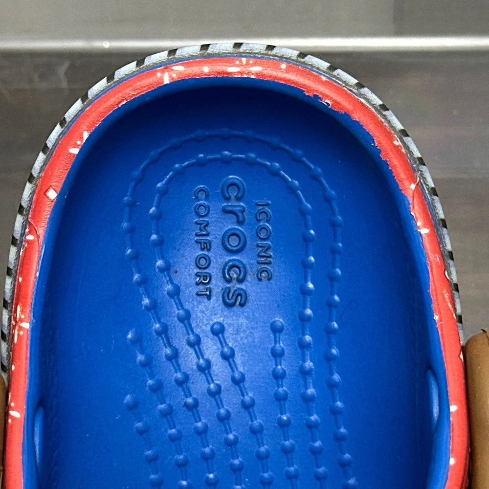 Crocs Toy Story Woody Cowboy Clogs Kids Size C5 Cow Print Jibbitz Blue ANDY